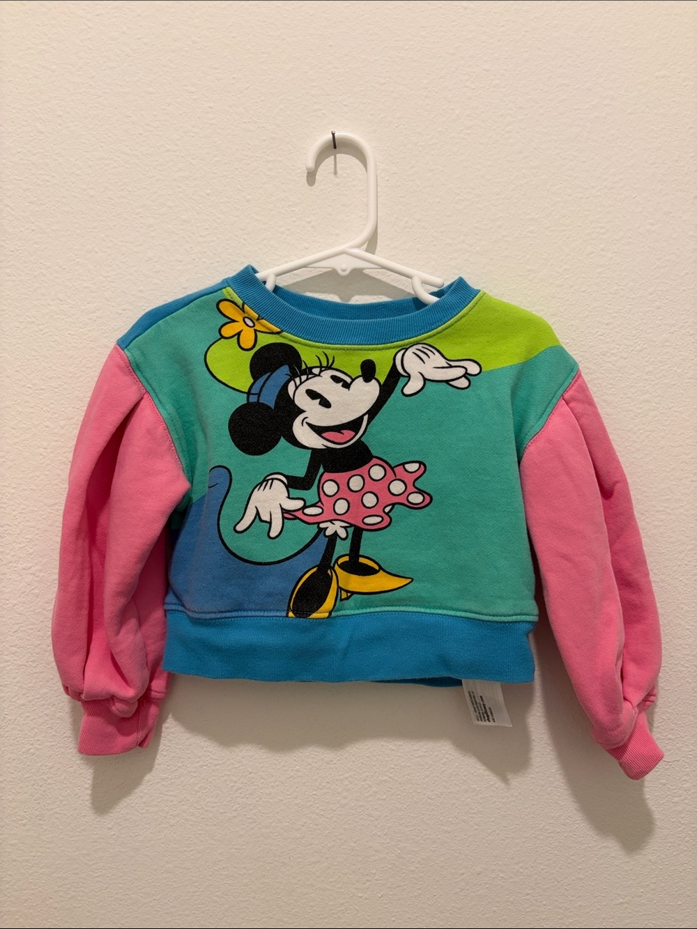 Disney Minnie Mouse Colorblock Sweatshirt - Pink, Teal & Blue